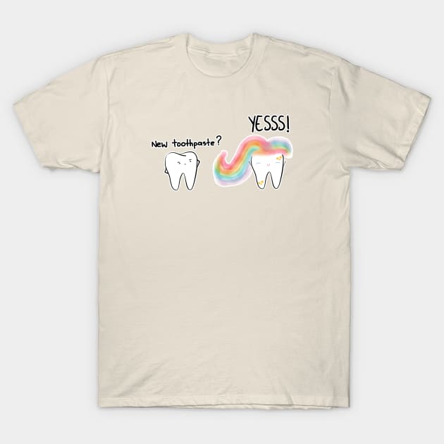 Unicorn Toothpaste 2 T-Shirt by Happimola